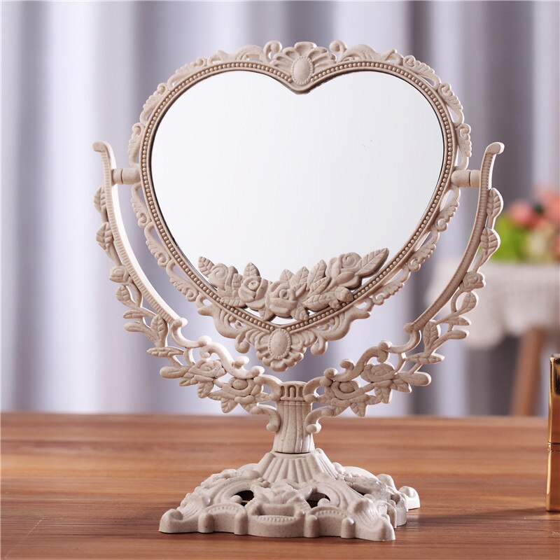 Desktop Makeup Mirror Double-sided Beauty Vanity Mirrors European Style Retro Household Princess Mirror Bracket Lady Mirrors