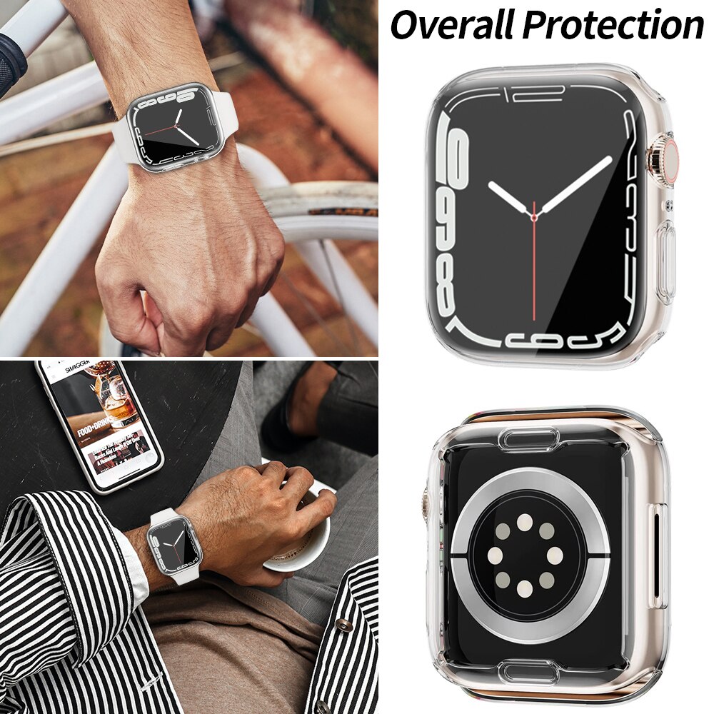 Coque de protection en silicone souple pour Apple watch, pour Apple watch série 7 45mm, étui de protection Anti-chute, accessoires pour Apple watch 7 41mm