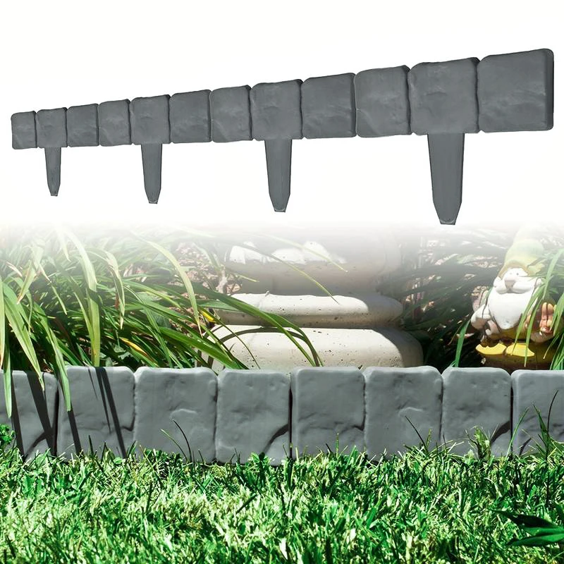 Bordure de jardin en plastique, panneaux de clôture en pierre d'imitation, barrière extérieure de Patio, 20/10 pièces
