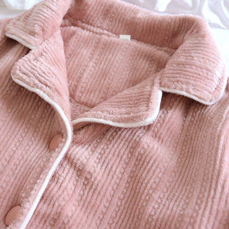 Talvi flanelli pari vaatteet pyjama setti yöpuvut femme pyjama pitkähihainen housuyhdistelmä naisten pijama paksuntaa lämpimät kotivaatteet
