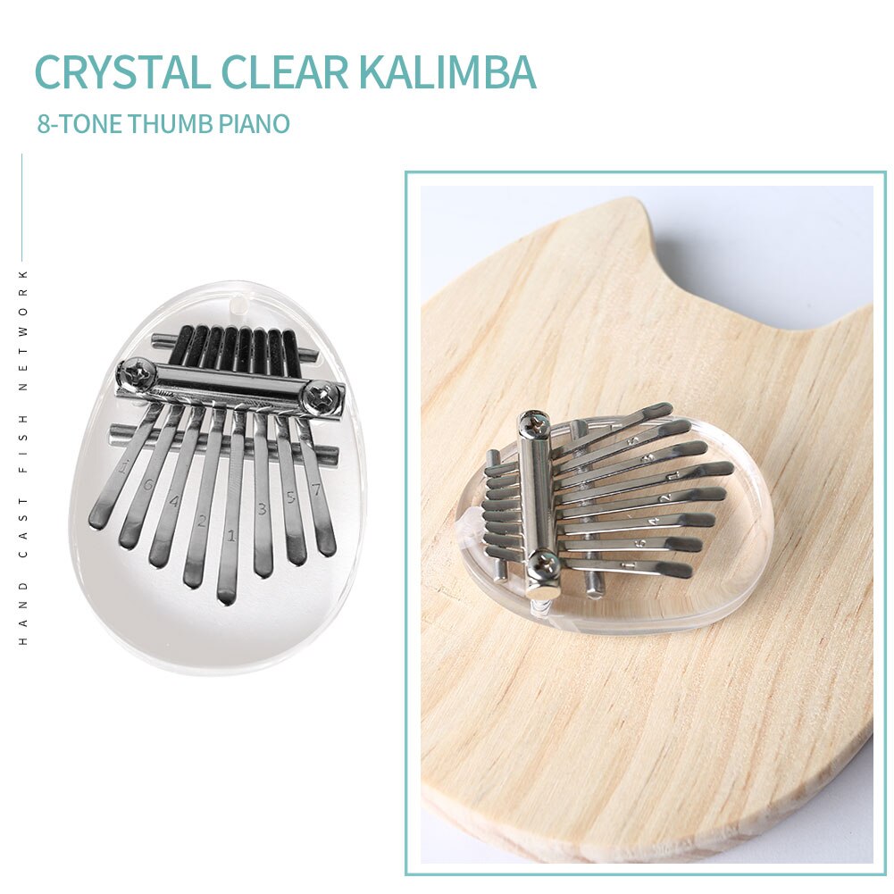 Afrikanische Sanza Mbira Kristall Klar 8 Tasten Kalimba Acryl Daumen Klavier mit Skala Musikalische Instrumentos Musicales