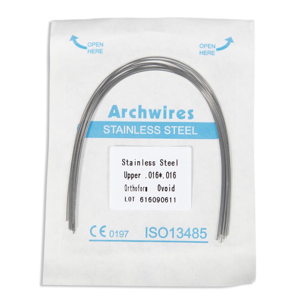 Lot de 10 arcs orthodontiques dentaires en acier inoxydable, forme rectangulaire, forme ovoïde, outil dentaire u/l, équipement dentaire