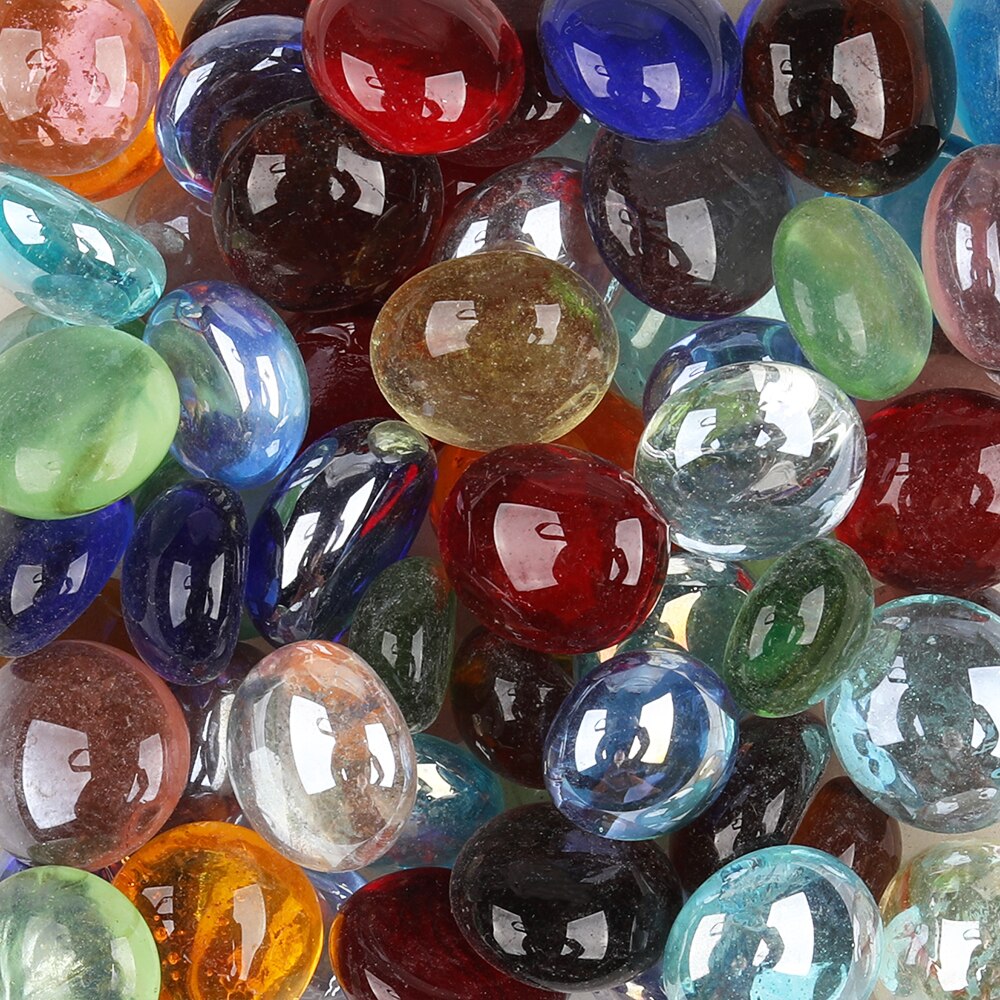 200g/ 65 pcs 13-18mm small Transparent Glass gems Glass drops Glass Nuggets Glass beads DIY craft mosaic red blue white black