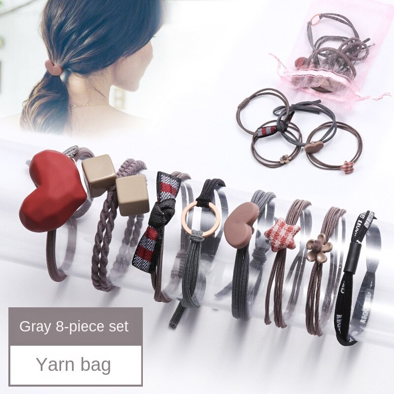 9 Uds bebé las vendas de Nylon niños elástico bandas para el pelo de los niños pelo cuerdas accesorios de bebé Princesa Madre de los niños y los niños: 8 pcs gray