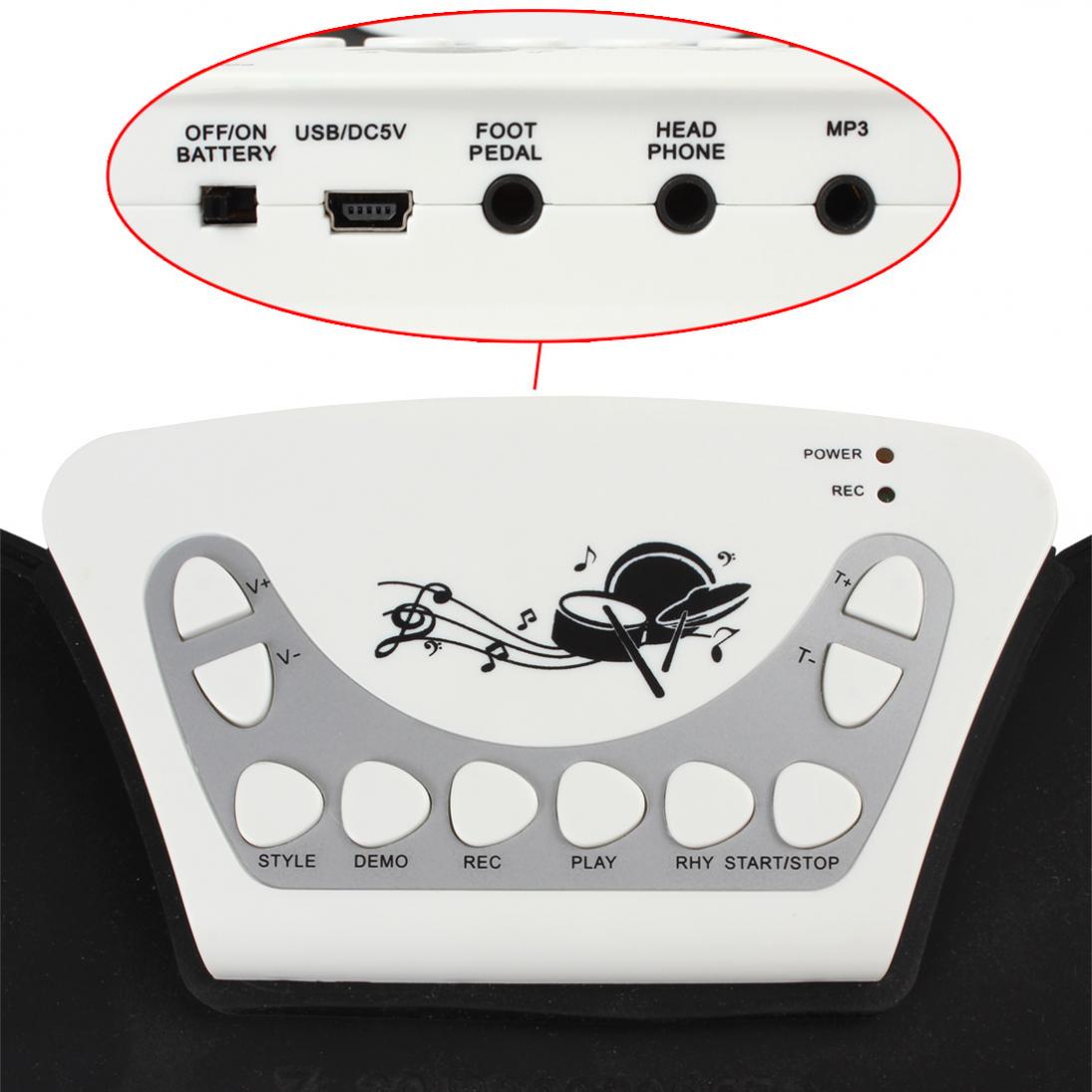 KONIX W758 Digital Portable 9 Pad Musical Instrument Electronic Roll-up Drum Kit