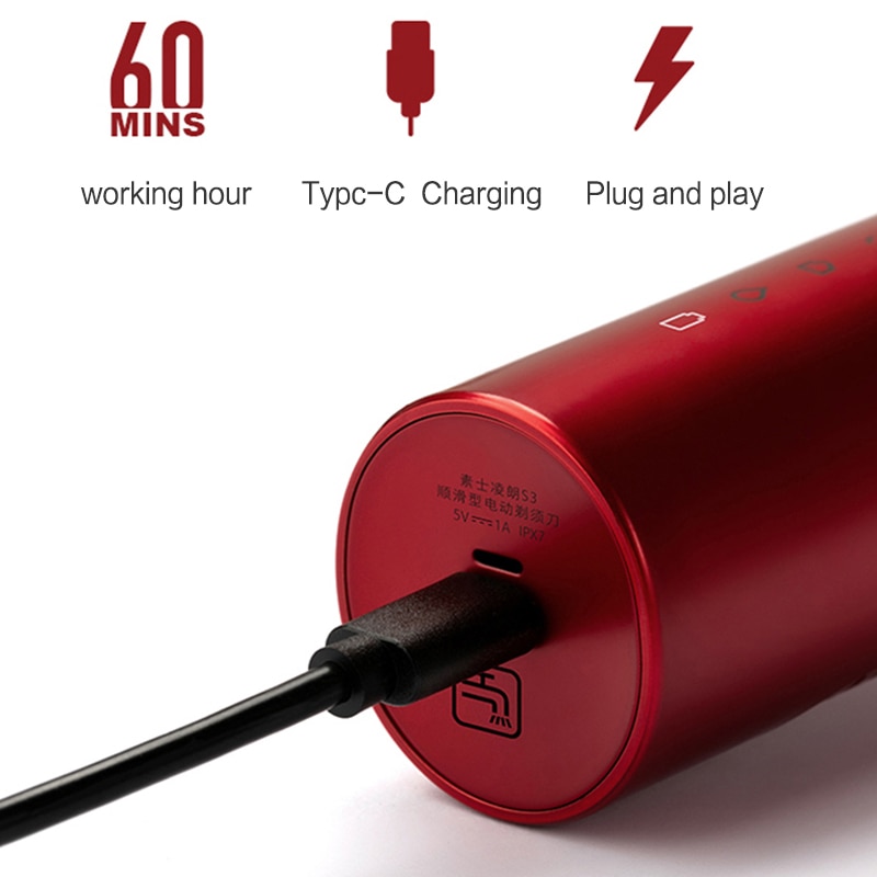 Afeitadora eléctrica xiaomi SOOCAS S3, Afeitadora eléctrica de 3 cabezales, afeitadora en seco, húmedo, inteligente, recargable vía USB, resistente al agua, afeitadora para hombre youpin
