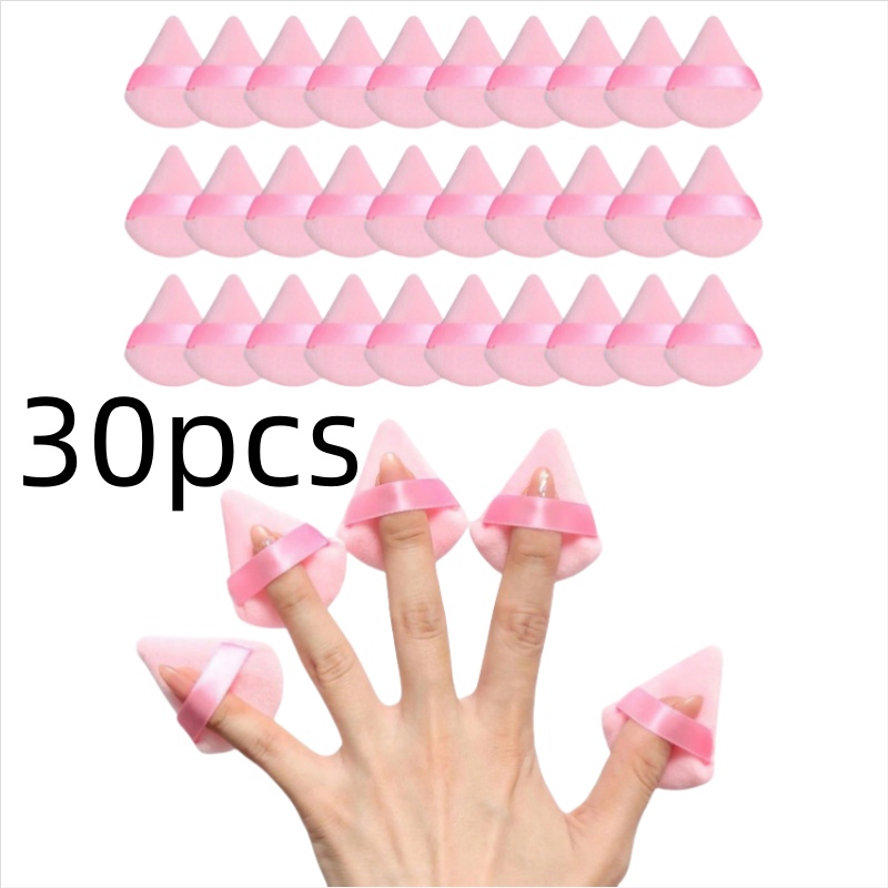 Mini esponja triangular de terciopelo para polvo, aplicador corrector facial, esponja cosmética para dedos, herramientas de maquillaje de belleza, 10-30 Uds.: Morado