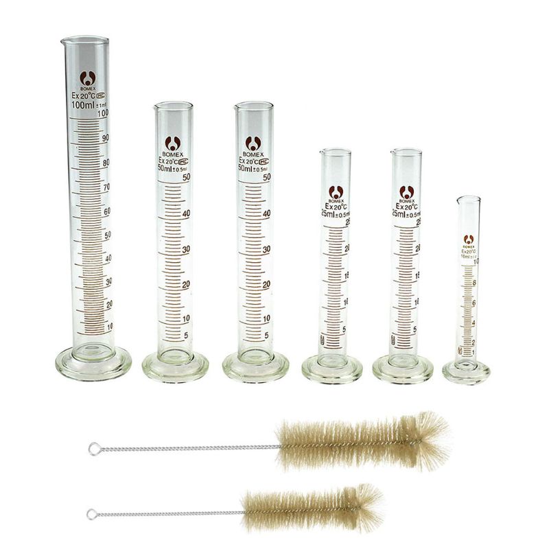 Cylindre gradué 10ml 25ml 50ml 100ml, outil de mesure, récipient de mesure en verre de laboratoire, ensemble de cylindres de chimie
