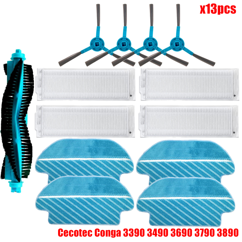 Pour Cecotec Conga 3290 3390 3490 3590 3690 3790 3890 aspirateur vitale Ultra titane filtre Hepa brosse principale pièces en tissu de vadrouille: Or