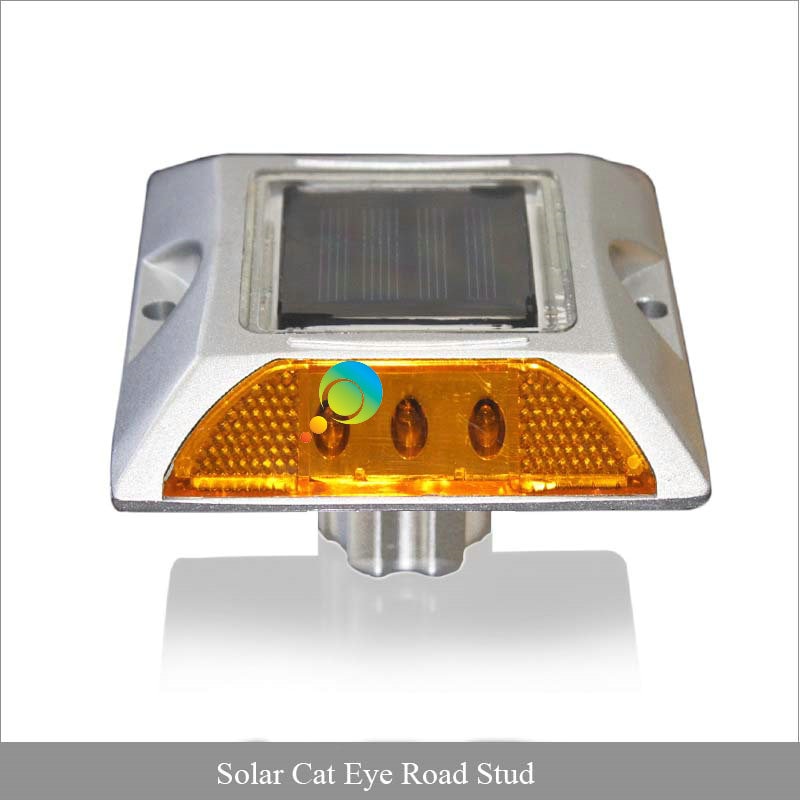 Promotionele Gele kleur led knipperlicht 3 M Reflcetor Waterdicht kat eye LED solar road stud