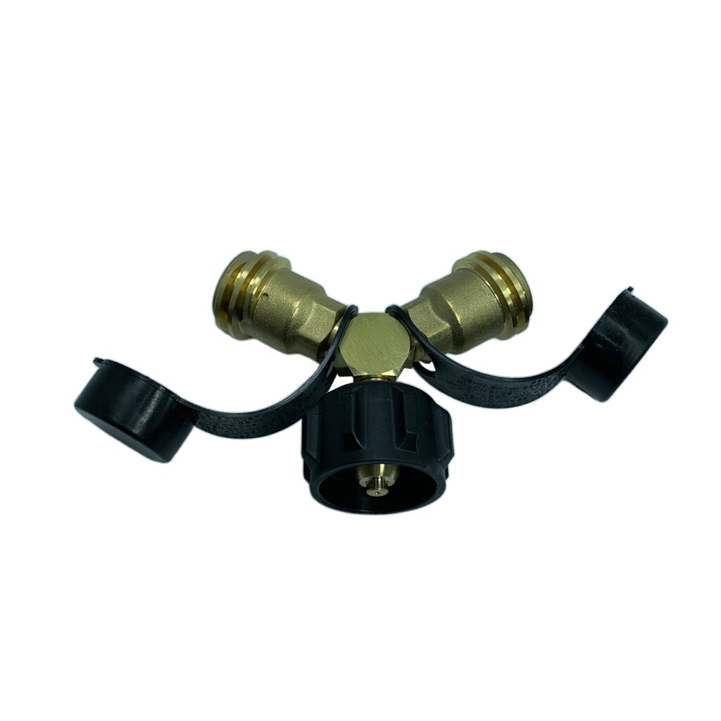Adaptador Universal de tanque de propano de 2 vías, divisor que convierte QCC para parrilla de barbacoa Y adaptador de tanque de propano