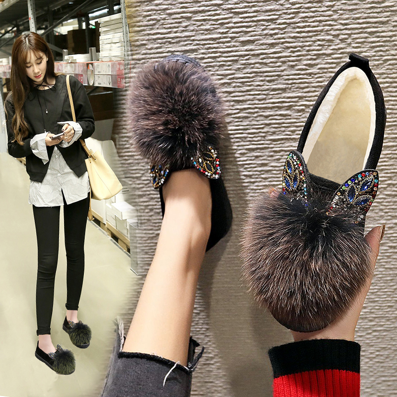 Winter Bont Flats Vrouw Schoenen Suède Muilezels Pluche Harige Mocassins Dames Casual Warm Houden Korte Pluche Schoenen Vrouwen Flats
