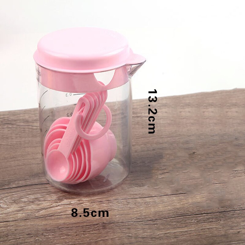 7 unids/set de plástico tazas de medir de medición cucharas utensilios medidores de cocina té y café en cucharas de cocina conjunto de herramientas para hornear