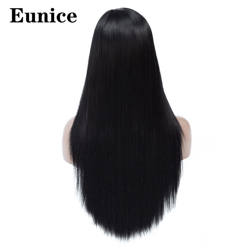 Ombre syntetisk peruk långa raka svarta peruker för kvinnor naturligt svart rött hår peruk mittdel regnbåge cosplay peruker eunice hår: Naturlig svart