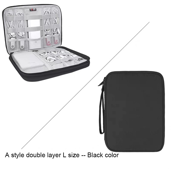 BUBM Reise Kabel Tasche Elektronik Veranstalter, Digital Speicher Tasche für USB Kabel, Kopfhörer Draht, Stift, Energie Bank Reise Bausatz fallen: DIS-DXL-Schwarz
