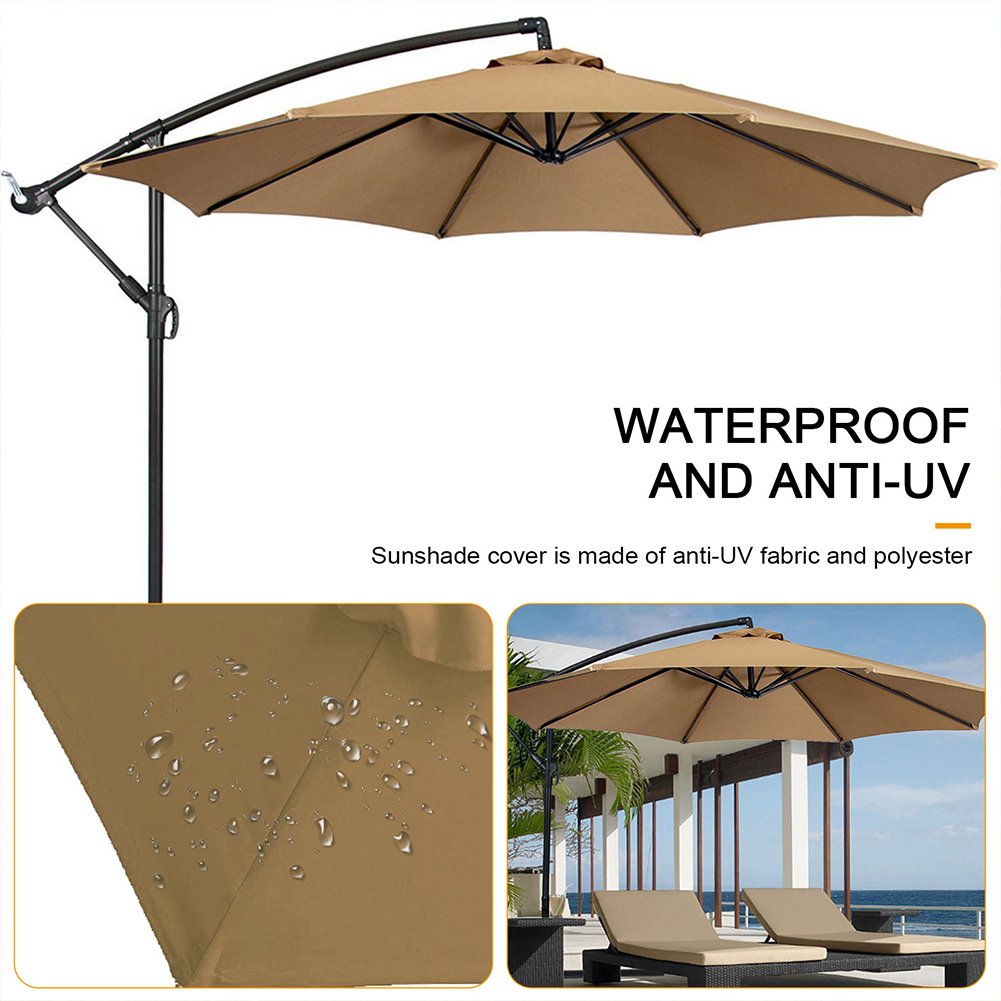 Parasol de 6 huesos sin soporte, sombrilla de 2m, tela reemplazable, protección UV impermeable para exteriores, playa y jardín