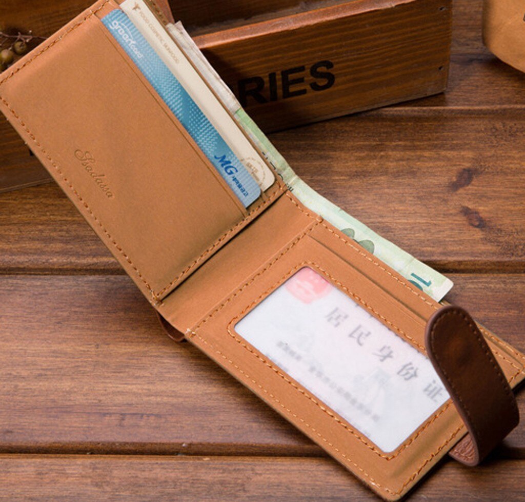 Wallet Men Retro Thin Wallet Men's Business Short Leather Card Case Walletgift For Father's Day Кошелек Женский#p30