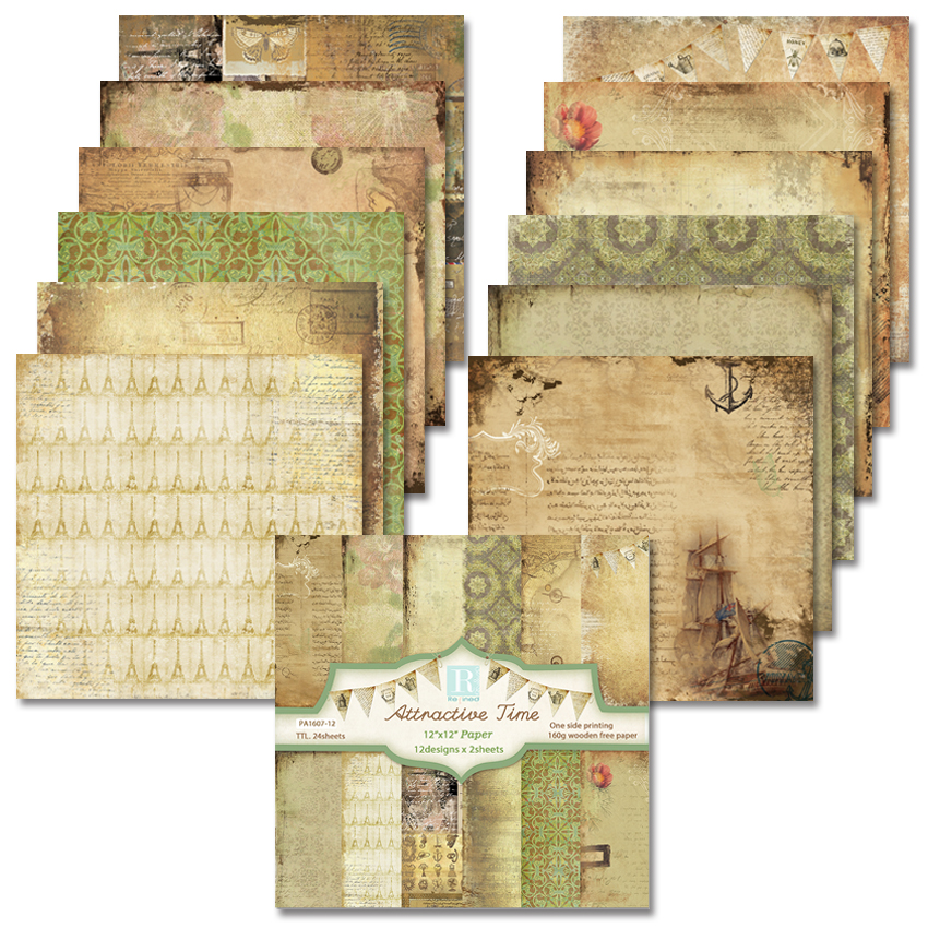 24 ark  of 12 " x12 " vintage tykk kartong scrapbooking bakgrunnspapirpakke: Sjokolade