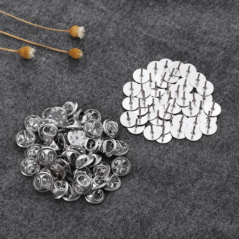 120 Pcs 10 Mm Doorn Paard Naald Vlinder Pin Backs Met Tie Kopspijkers Revers Houder Broche Sluitingen Reversspeldjes Handleiding diy Sieraden