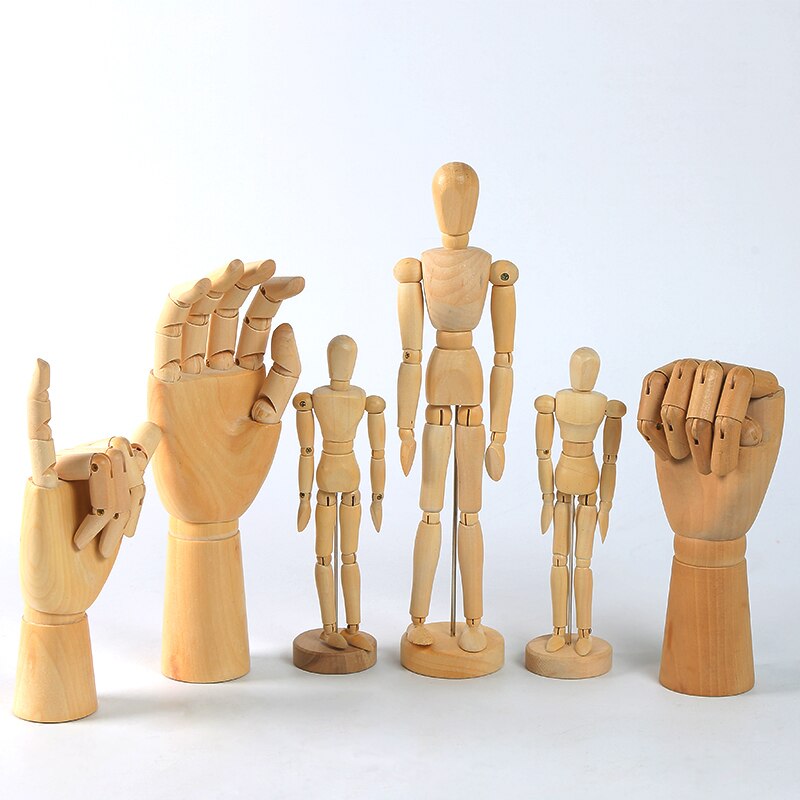 sterben 5.5/8/12 Zoll Holz Comic Werkzeuge Aus Holz Modell Marionette Gemeinsame Puppe Skizze Modell, weiblich Rechten Hand Männlichen Verknüpfungen Hand Kunst Liefert