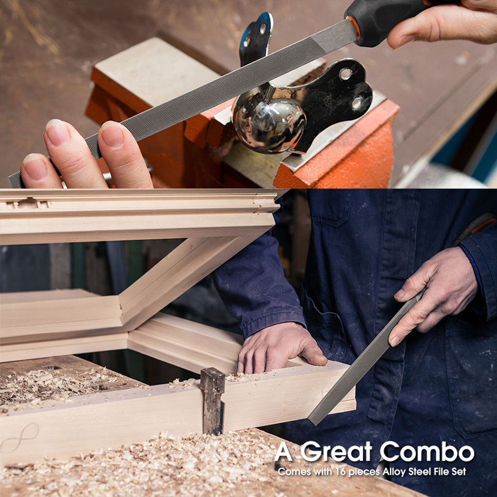 5pcs Medium-Toothed Metal Files Set for Metalworking Woodworking Steel Rasp File Flat Triangle Round Square Half-Round