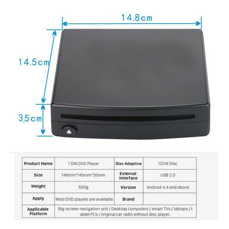 1 din bilradio cd/dvd -spelare extern för android stereo -gränssnitt usb -anslutning för bil hem