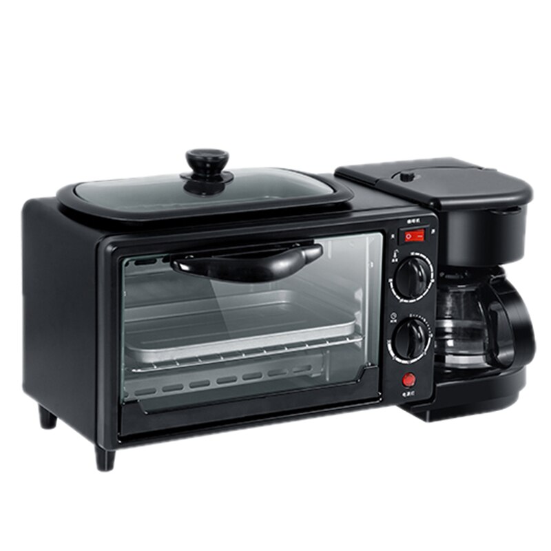 Máquina de desayuno eléctrica 3 en 1, cafetera multifunción, sartén, mini horno para pan de uso doméstico, pizza, horno, sartén