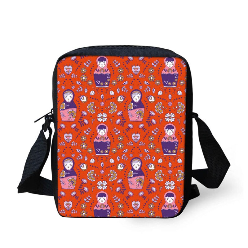 FORUDESIGNS Mini mochilas escolares para niños Matryoshka estampado bolsos cruzados del hombro del cuerpo para niños muñeca rusa niños pequeños niñas mochila escolar: L2550E