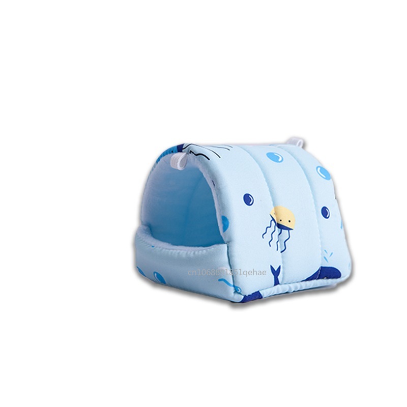 Warm Winter Hamster Nest Cute Cartoon Rabbit Squirrel Mini Cage Guinea Pig Nest Comfortable Small Animal Mice Rat Sleeping Bed: L / light green