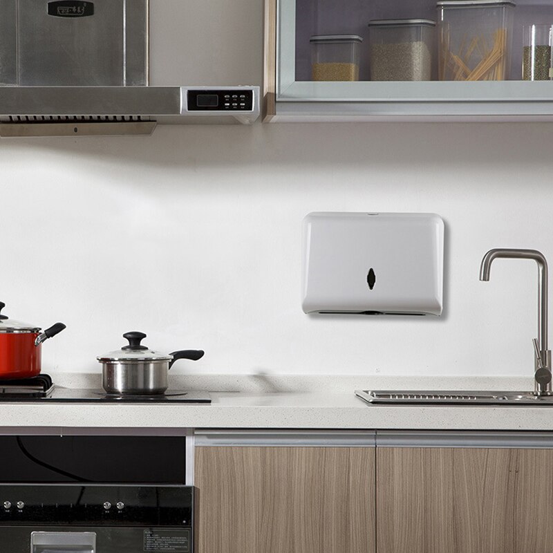 Wall-Mounted Paper Towel Holder Non-Perforated Towel Dispenser Tissue Box for Kitchen Toilet Bathroom Paper Towel Holder