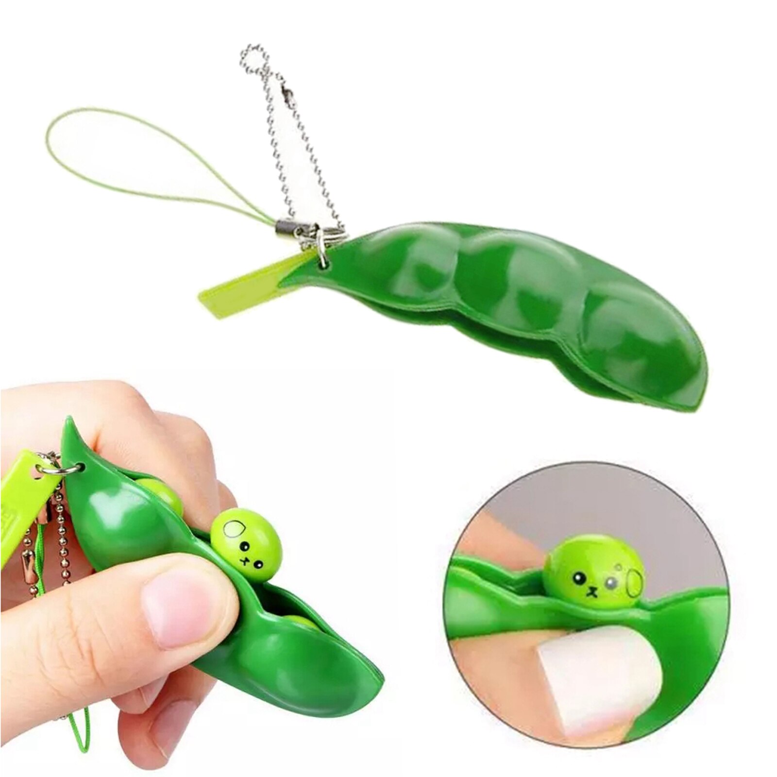 5x Stress jouet en plastique vert Squish compression haricot pression anti-Stress Fidget sensoriel décompression jouet