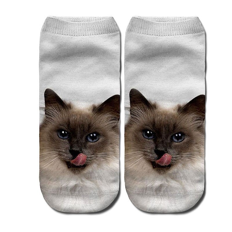 Vrouwen Funny Animal Leuke 3D Print Sokken Vrouwen Sokjes Unisex Sokken Vrouwen Mode Sox Cartoon Kat Voor vrouwelijke