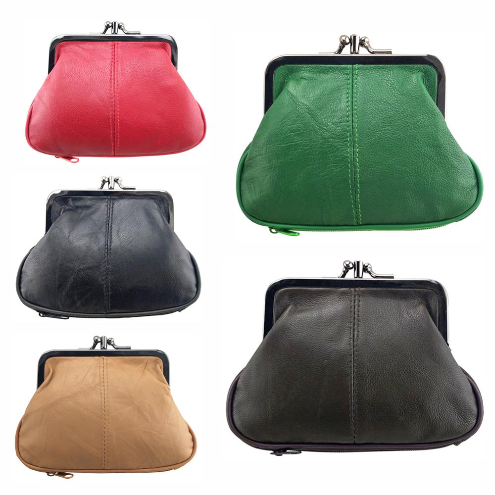 NICOLE & CO Genuine Leather Coin Purse Womens Sheepskin Change Purse Metal Hasp Closure Card Holder Wallet Zipper Small Bag