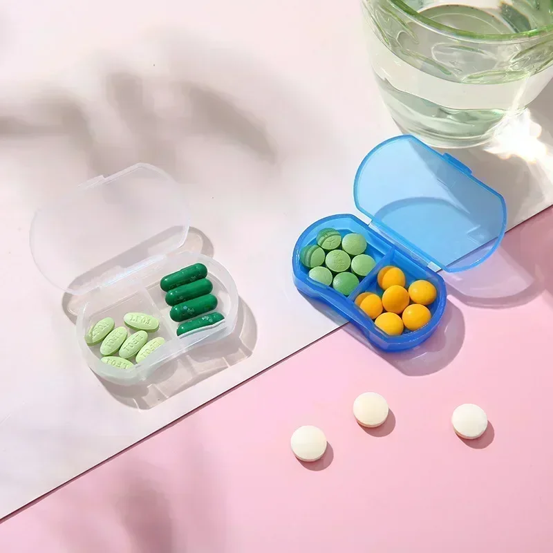 Caja de medicina para pastillas, caja portátil para medicamentos, soporte divisor para tableta, contenedor organizador de almacenamiento, pastillero, Mini dispensador de 2 rejillas, 1 Uds.