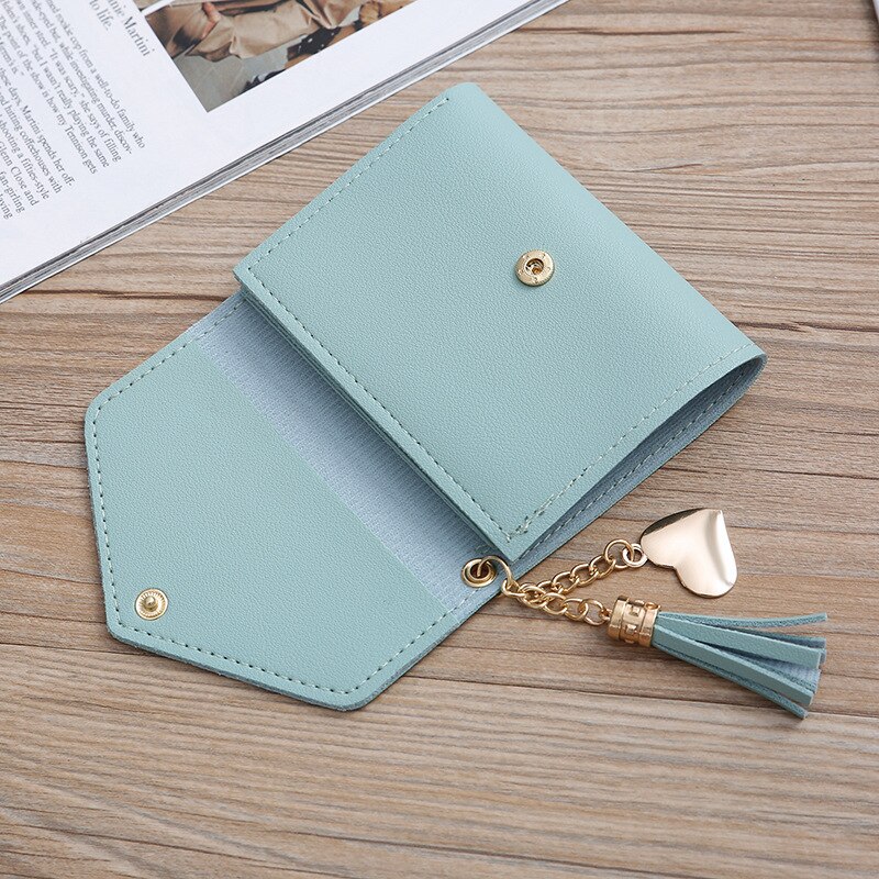 Women's Wallet Cute Student Tassel Pendant Short Wallet Trend Small PU Wallet Coin Purse Ladies Card Bag For Women