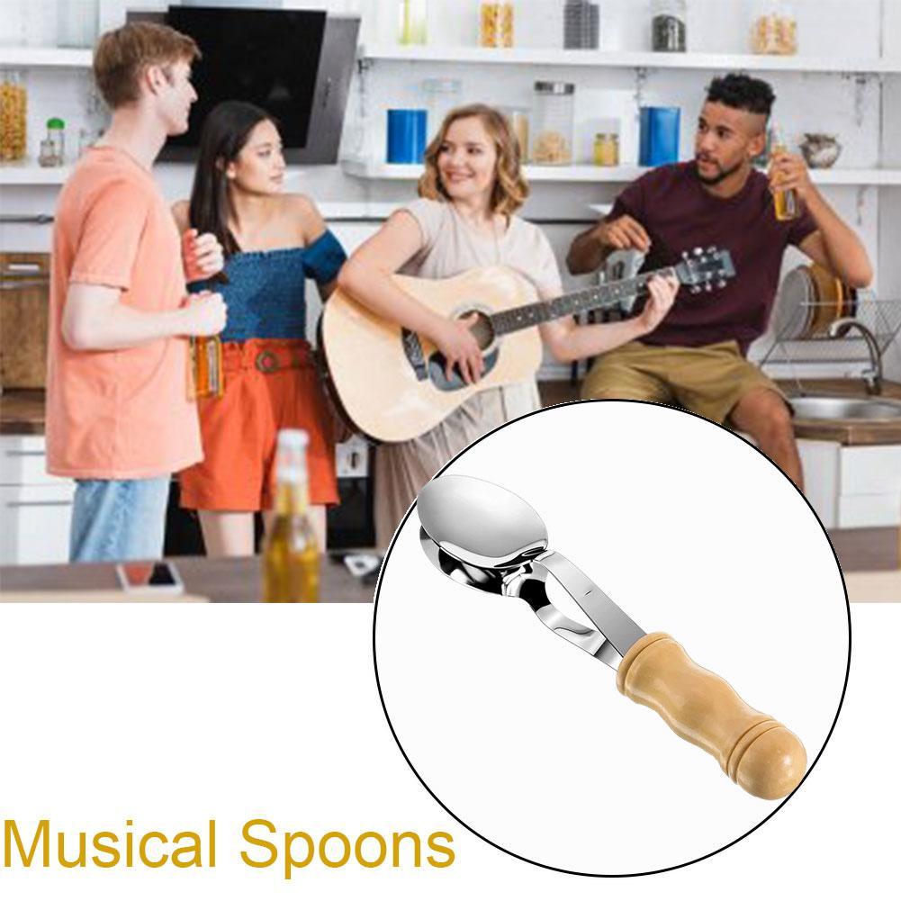 1pc Musical Spoons Instrument With Wooden Handle Multifunctional Instrument Irish Metal Spoon Instrument Percussion Percuss H7f7
