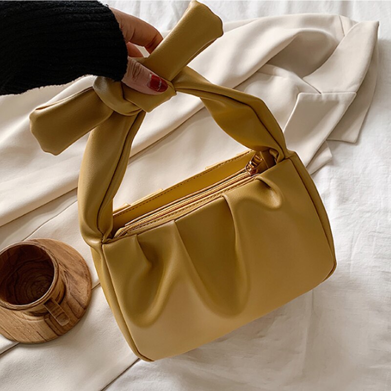 Luxurious PU Leather Crossbody Bags For Women Solid Color Shoulder Handbags messenger bag: yellow