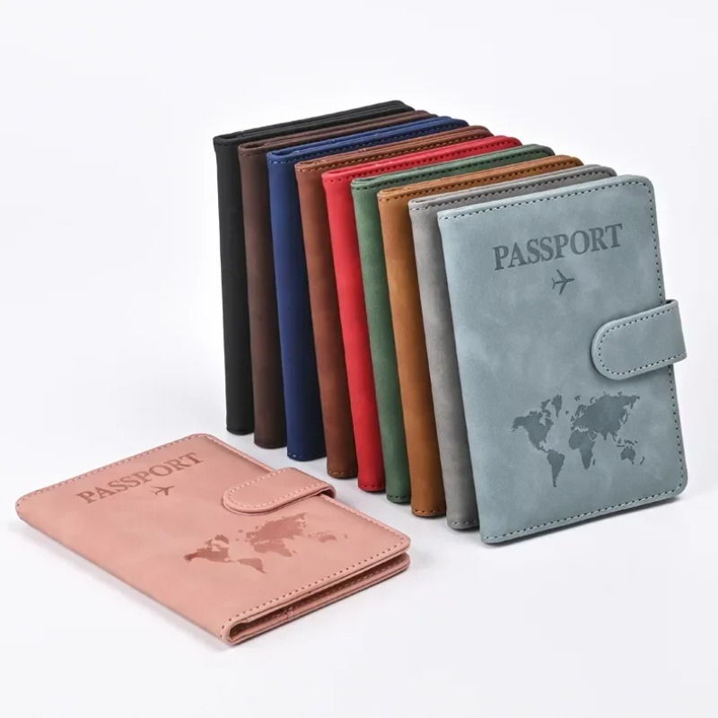 Funda para pasaporte de cuero PU para hombre y mujer, porta pasaporte de viaje con tarjetero, funda protectora tipo billetera