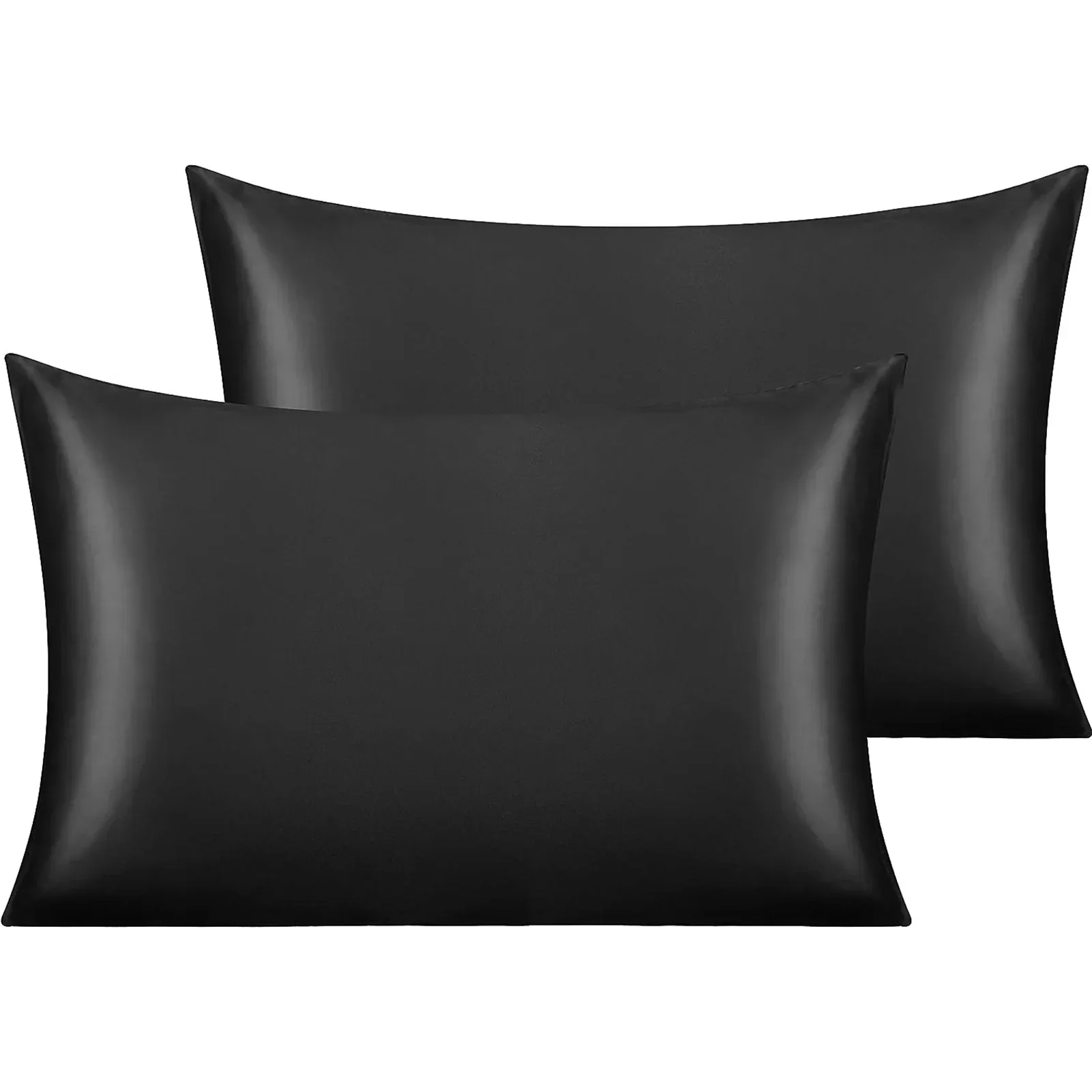 2-pack satijnen kussensloop voor haar en huid Superzacht en verkoelend vergelijkbaar met zijden kussenslopen met envelopsluiting Huishoudtextiel: 400*400mm / Black