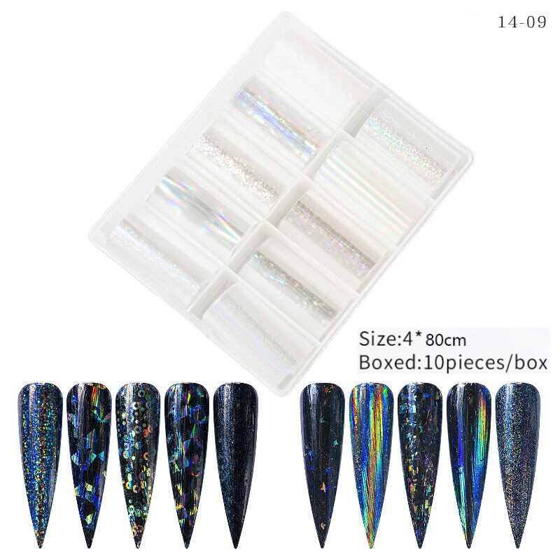 Snakeskin Marble Sticker Set Gold and silver Nail Foils Transfer Wraps Nail Art Decoration Star transfer paper 10Rolls/Bottle: 14-09