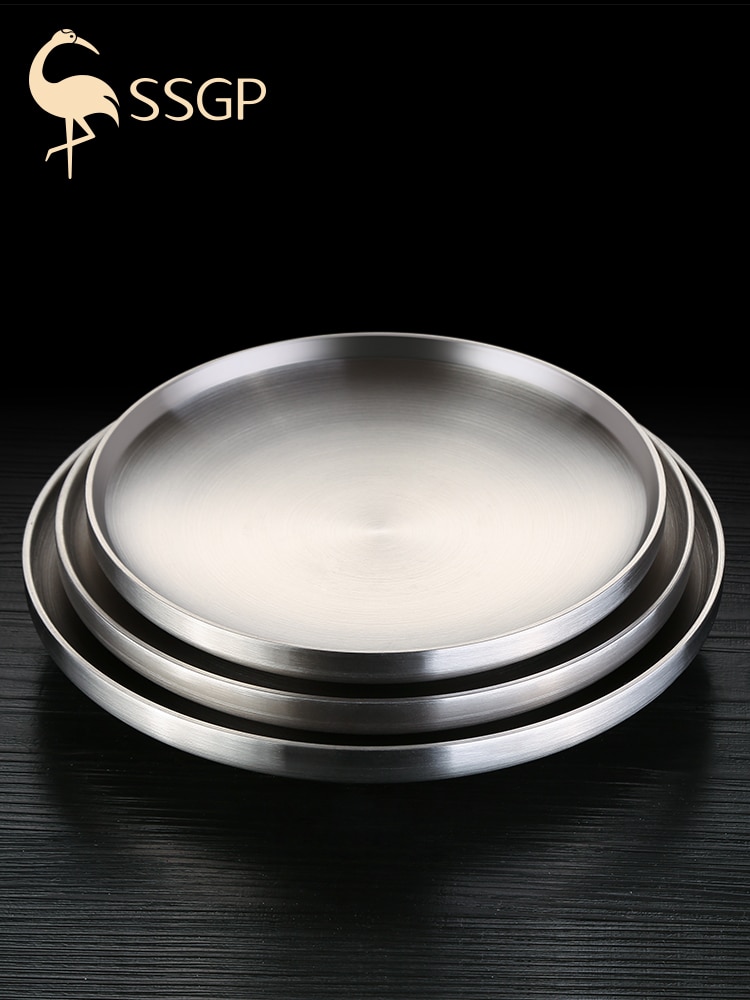 Germany SSGP 304 Stainless Steel Plate Dessert Salad Fruit Breakfast Steak Plate Restaurant Dinner Plates