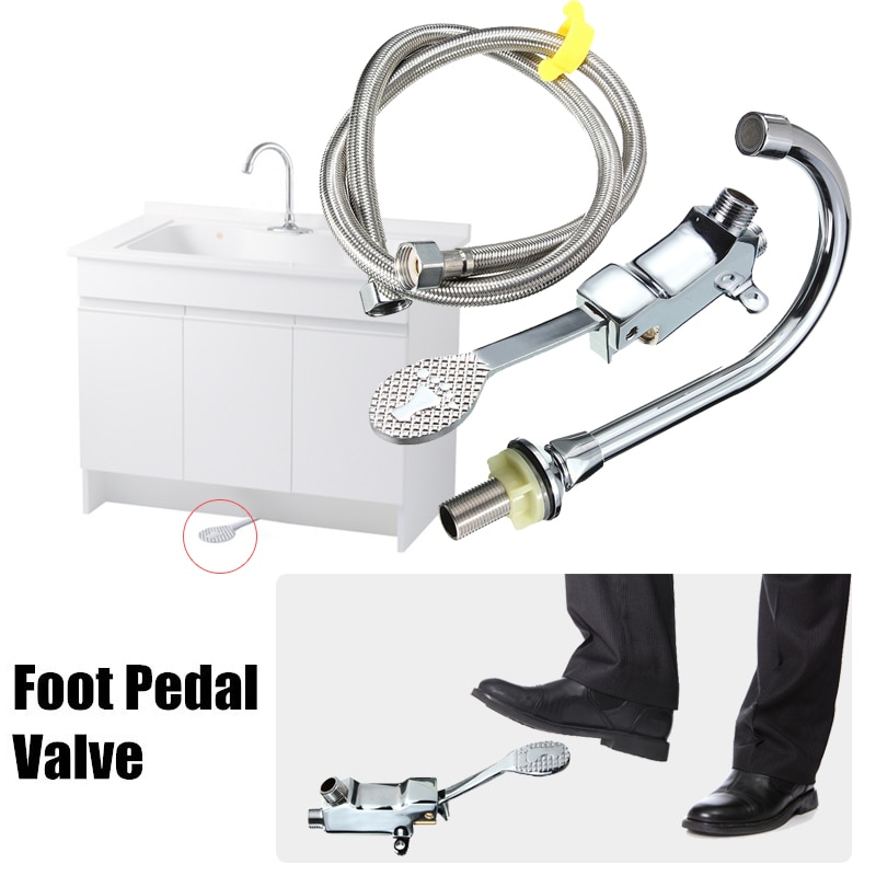 Interruptor de controle por piso pé pedal válvula cobre torneira da bacia do banheiro única torneira fria do hospital hotel pedal água