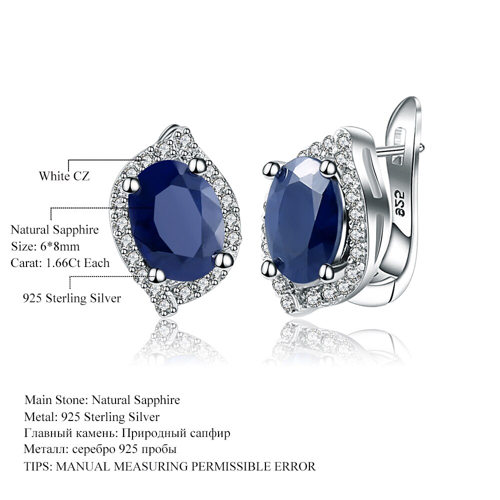 Gem's Ballet 3.26C saphir bleu naturel pierres précieuses Vintage boucles d'oreilles en argent Sterling 925 bijoux fins pour les femmes directe