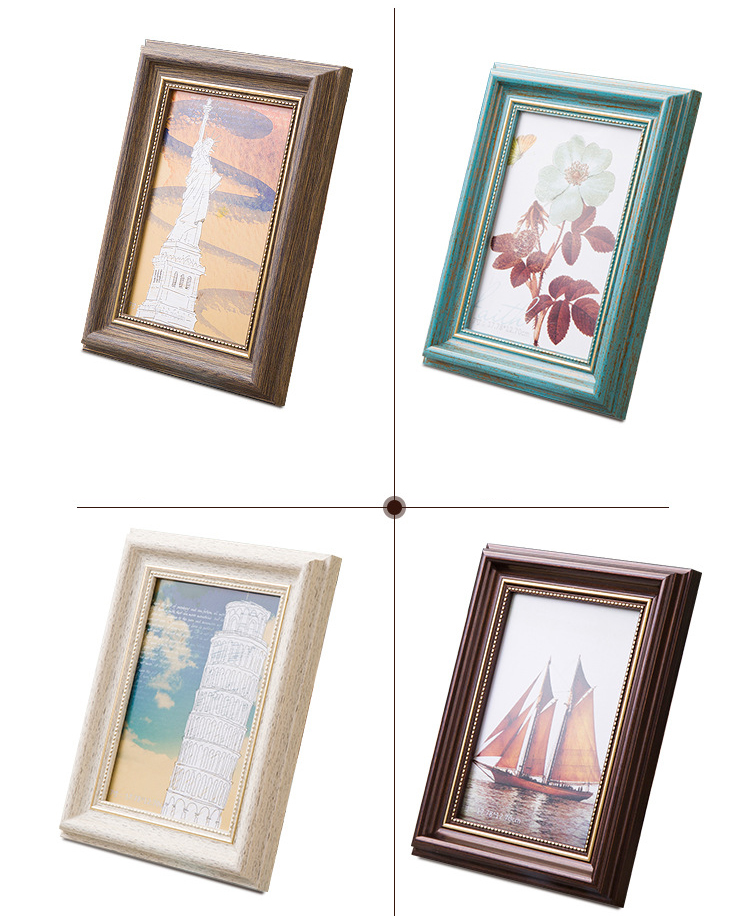 5/6/7/8/10 Polegada retro azul-verde moldura da foto estilo europeu montado na parede de suspensão mesa quadro de imagem da família decoração da casa 1 peça