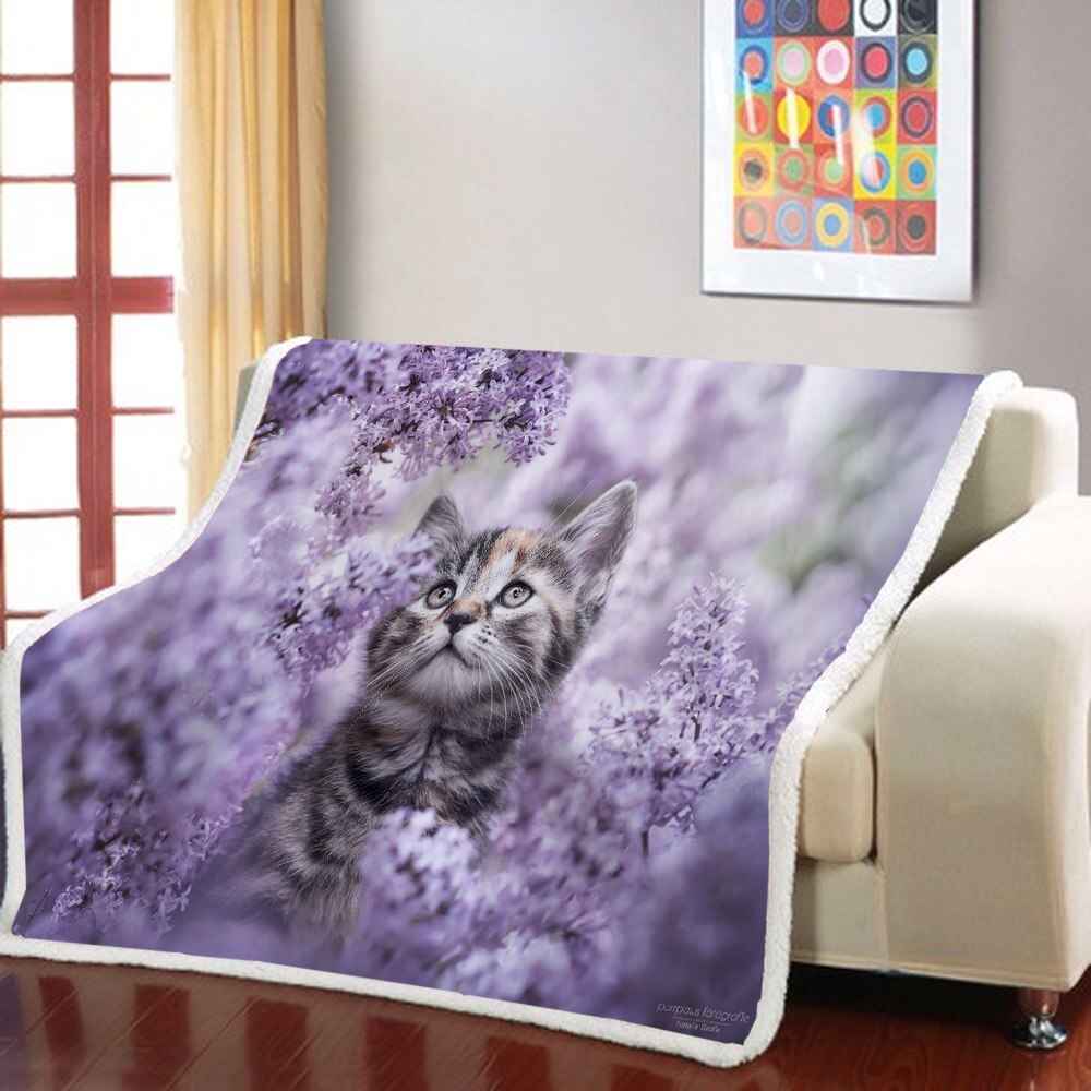 Zwierzęta kot rzut narzuta na łóżko Sofa zwierząt pluszowe Sherpa koc Pet narzuty tkanina Sherpa, polar drukuj cienka kołdra Dropshipping: color-5 / 130x150cm