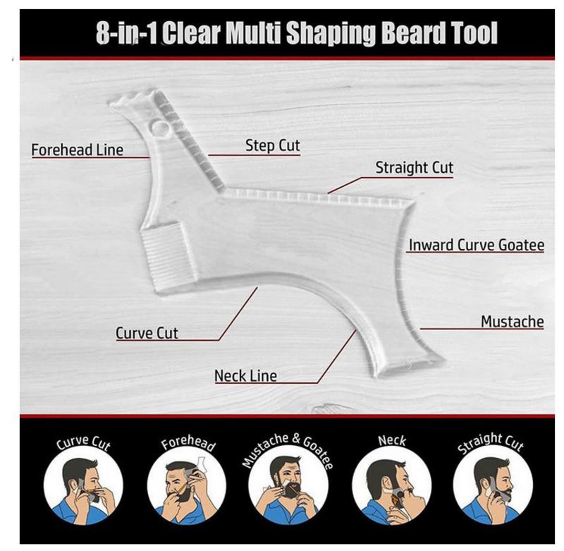 Men's Beard Shaping Styling Template Comb Men's Beards Combs Beauty Tools All-In-One Tool Beard Shaping Tools