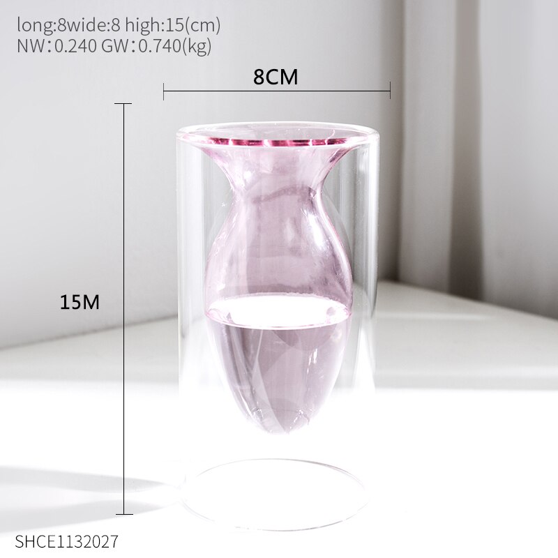 Nordisk stil färgglada glas transparent vas blomsterarrangemang hydroponisk vattenbruk flaska hem vardagsrum bord dekoration