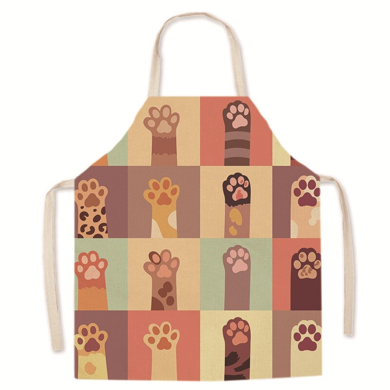 grembiule cucina donna grembiule cucina bambina Cartone animato genitore-figlio gatto stampa modello grembiule di lino cucina di casa cottura grembiule antivegetativo repellente per olio forniture per lavori domestici: Arancione / 68x55cm adultsize