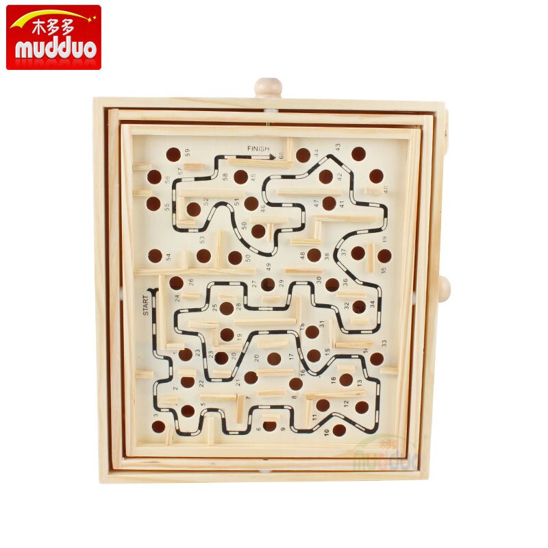 Wooden large 60 off wooden ball labyrinth children adult balance track game desktop intelligence breakthrough toys