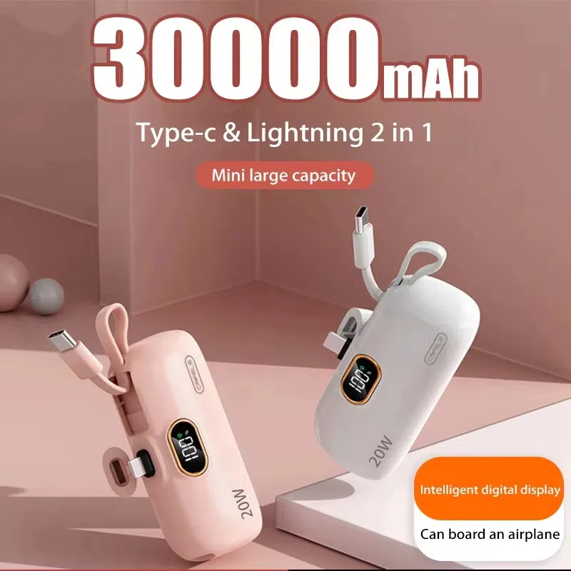 ONEPLUS 30000mAh Mini banco de energía portátil cápsula fuente de alimentación móvil batería externa de emergencia cargador rápido para iPhone tipo c